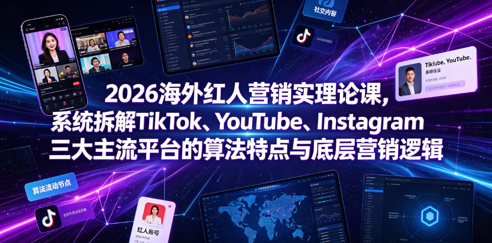 2026海外红人营销实理论课，系统拆解TikTok、YouTube、Instagram三大主流平台的算法特点与底层营销逻辑-寒山客