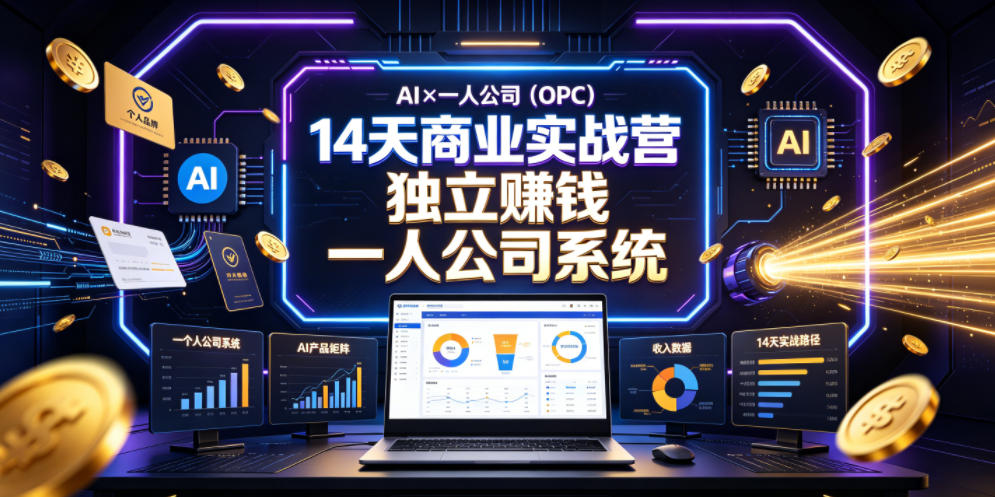 AI×一人公司(OPC)14天商业实战营，用AI帮你搭建一个属于你自己的、能独立賺钱的一人公司系统-小创项目网