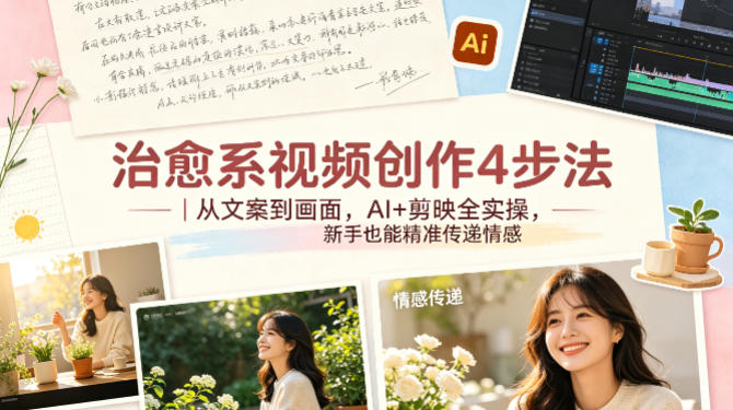 治愈系视频创作4步法｜从文案到画面，AI+剪映全实操，新手也能精准传递情感-小创项目网