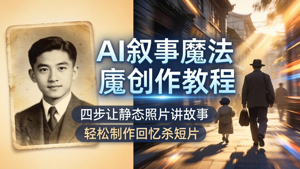 AI叙事魔法创作教程，四步让静态照片讲故事，老照片修复加动态特效，轻松制作回忆杀短片-小创项目网
