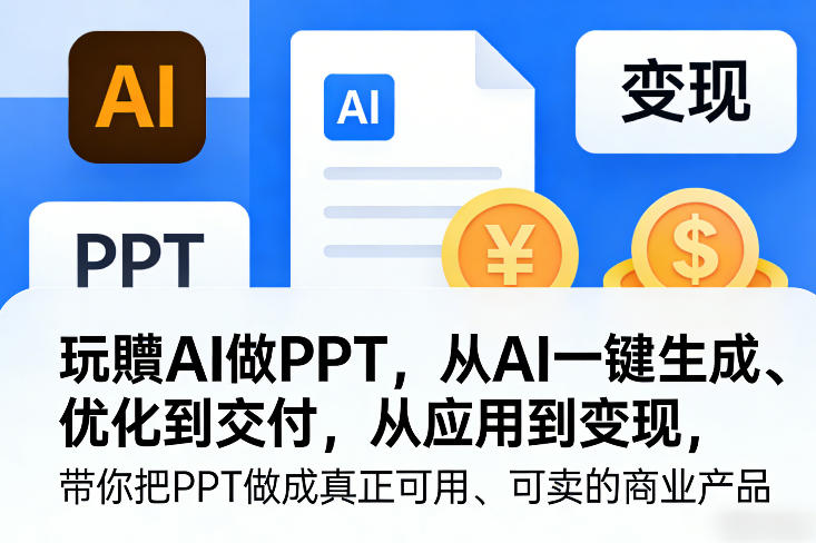玩賺AI做PPT，从AI一键生成、优化到交付，从应用到变现，带你把PPT做成真正可用、可卖的商业产品-小创项目网