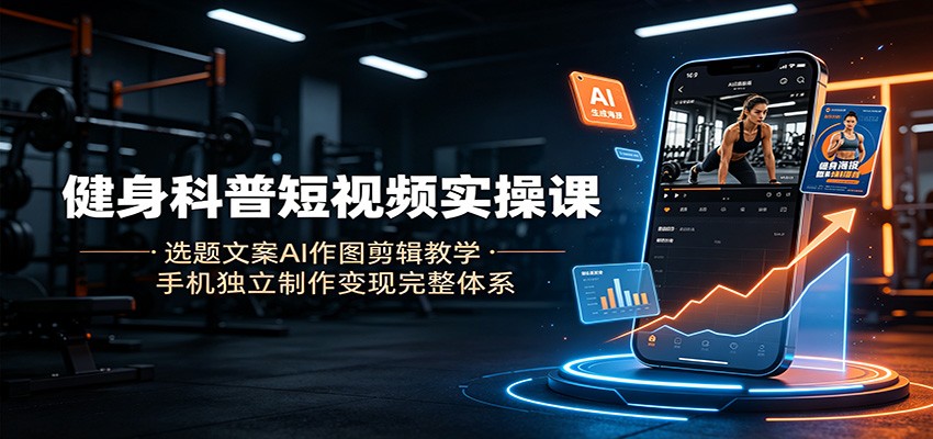 健身科普短视频实操课：选题文案AI作图剪辑教学，手机独立制作变现完整体系-小创项目网