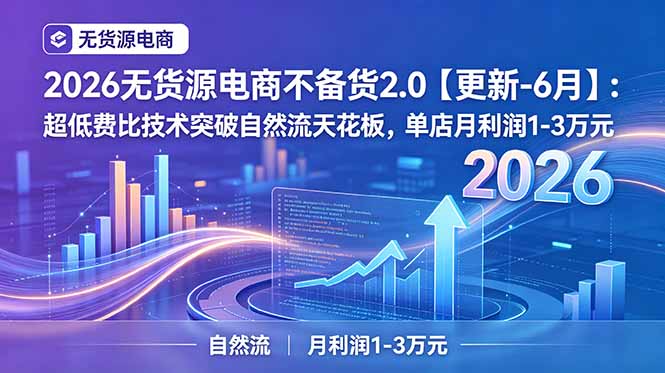 2026无货源电商不备货2.0【更新-7月】：超低费比技术突破自然流天花板，单店月利润1-3万元-小创项目网
