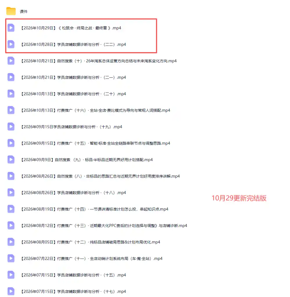 2026淘宝电商终局之战VIP课-更新1029：自然搜索+直通车+无界+精准人群，系统掌握测款动销与全店推广布局方法-小创项目网