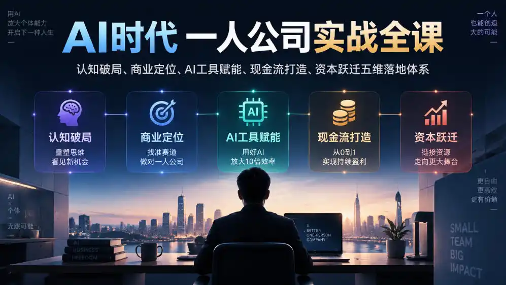 AI时代一人公司实战全课｜认知破局、商业定位、AI工具赋能、现金流打造、资本跃迁五维落地体系-小创项目网