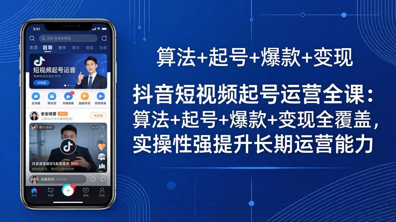 抖音短视频起号运营全课：算法+起号+爆款+变现全覆盖，实操性强提升长期运营能力-小创项目网
