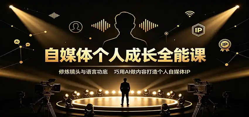 自媒体个人成长全能课：修炼镜头与语言功底，巧用AI做内容打造个人自媒体IP-小创项目网