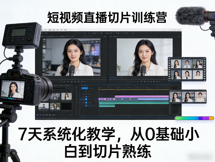 短视频直播切片训练营，7天系统化教学，从0基础小白到切片熟练-小创项目网