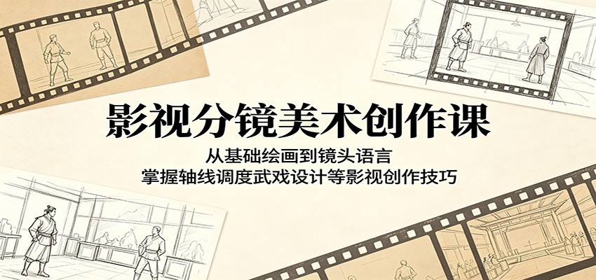 影视分镜美术创作课：从基础绘画到镜头语言，掌握轴线调度武戏设计等影视创作技巧-小创项目网