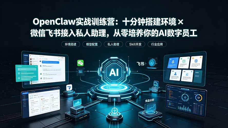 OpenClaw实战特训营：十分钟搭建环境×微信飞书接入私人助理，从零培养你的AI数字员工-小创项目网