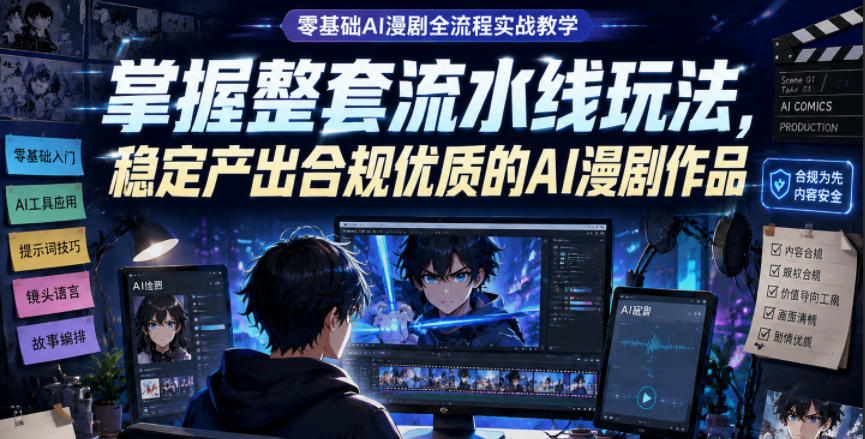 零基础AI漫剧全流程实战教学，掌握整套流水线玩法，稳定产出合规优质的AI漫剧作品-寒山客