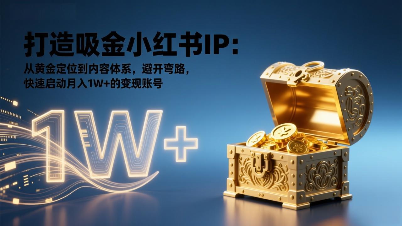 打造吸金小红书IP：从黄金定位到内容体系，避开弯路，快速启动月入1W+的变现账号-小创项目网