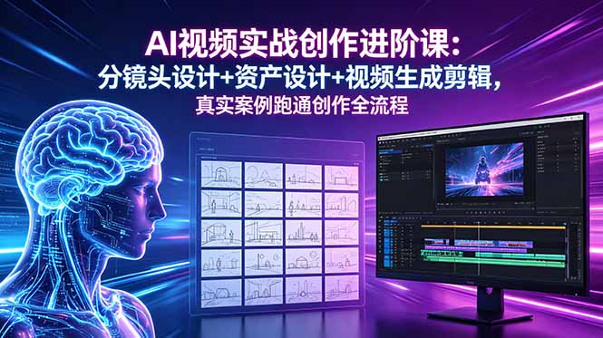 AI视频实战创作进阶课：分镜头设计+资产设计+视频生成剪辑，真实案例跑通创作全流程-小创项目网