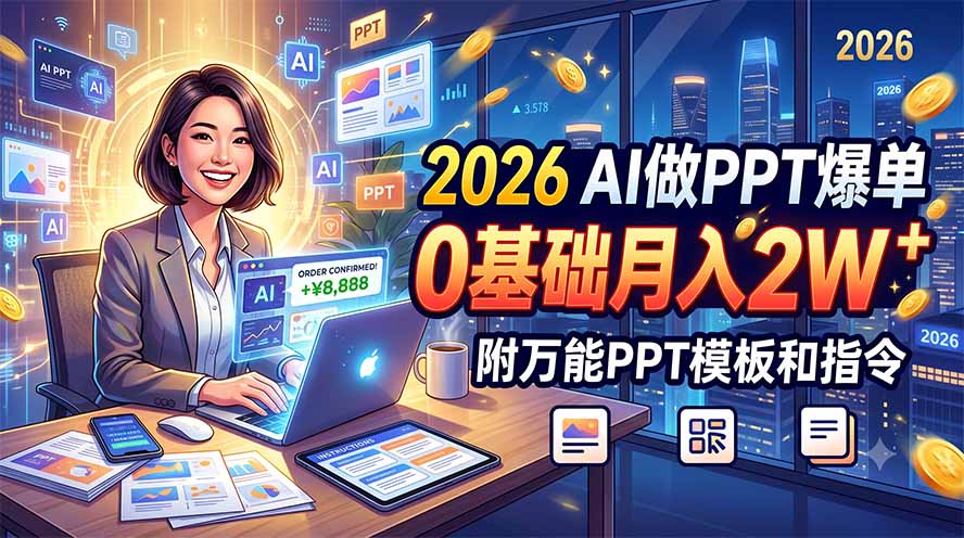 2026 AI做PPT爆单，0基础月入2W，附万能PPT模板和指令-小创项目网