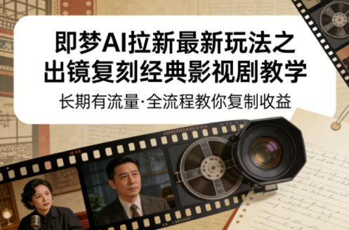 即梦AI拉新最新玩法之出镜复刻经典影视剧教学，长期有流量，全流程教你复制收益-小创项目网