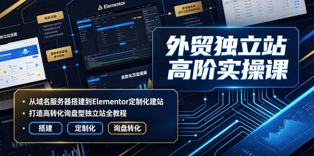 外贸独立站高阶实操课｜从域名服务器搭建到Elementor定制化建站，打造高转化询盘型独立站全教程-小创项目网