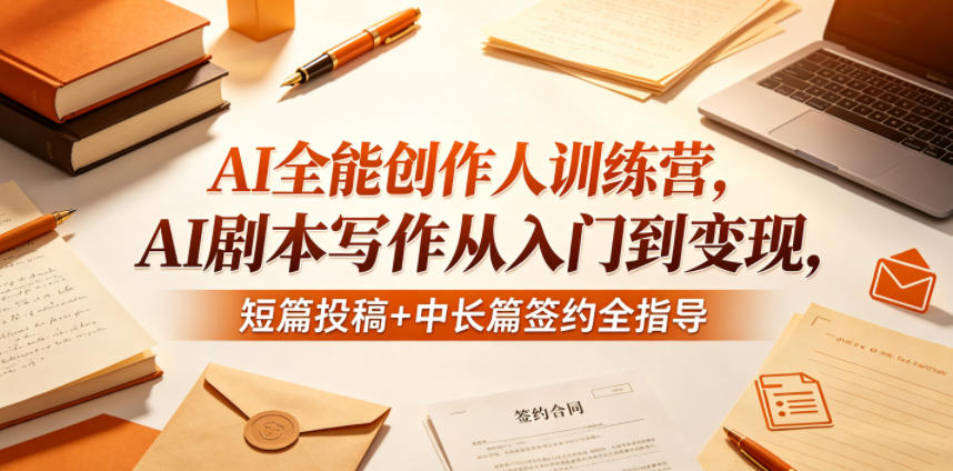 AI全能创作人训练营，AI剧本写作从入门到变现，短篇投稿+中长篇签约全指导-小创项目网