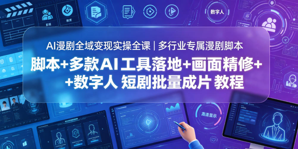 AI漫剧全域变现实操全课｜多行业专属漫剧脚本+多款AI工具落地+画面精修+数字人短剧批量成片全教程-寒山客