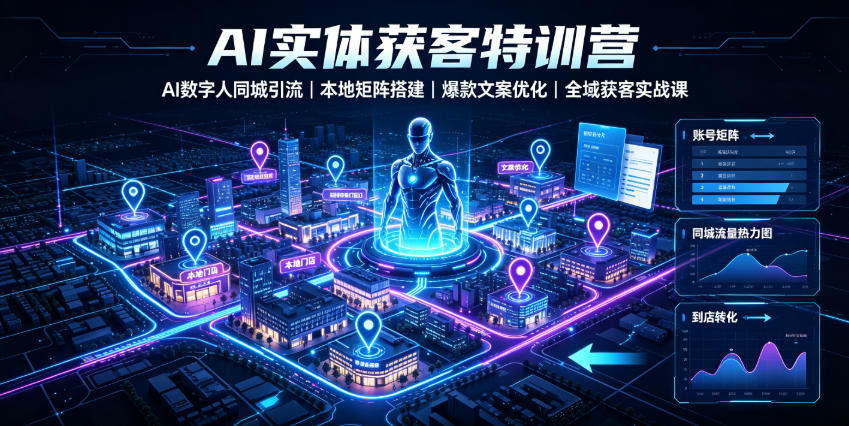 AI实体获客特训营｜AI数字人同城引流、本地矩阵搭建、爆款文案优化全域获客实战课-寒山客