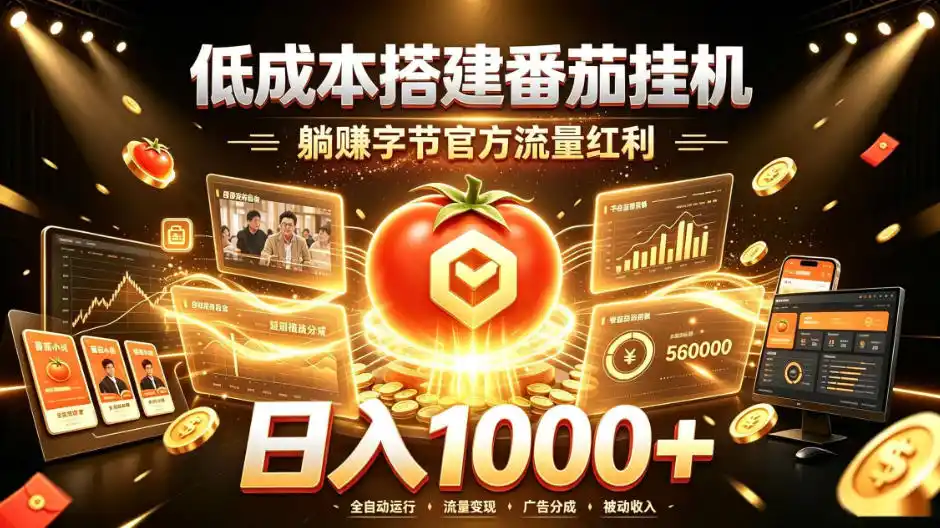 低成本搭建番茄挂G，躺賺字节官方流量红利，日入1k+，全程傻瓜式落地【揭秘】-小创项目网