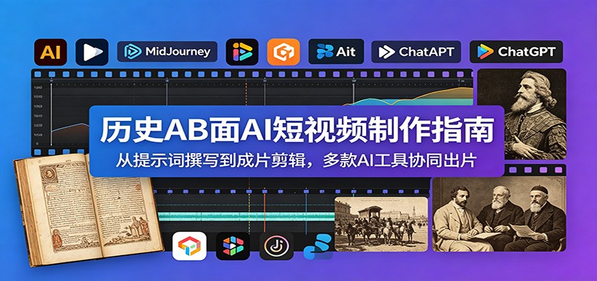 历史AB面AI短视频制作指南：从提示词撰写到成片剪辑，多款AI工具协同出片-寒山客