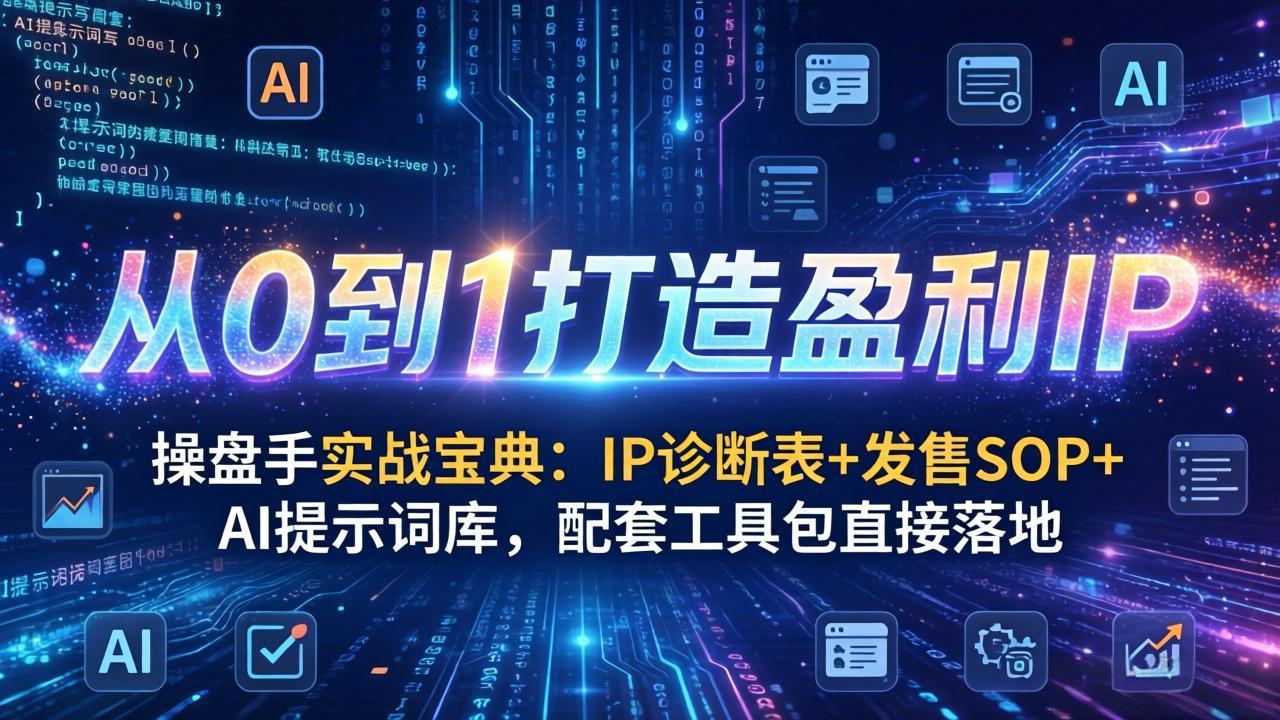 操盘手实战宝典：IP诊断表+发售SOP+AI提示词库，配套工具包直接落地，从0到1打造盈利IP-小创项目网