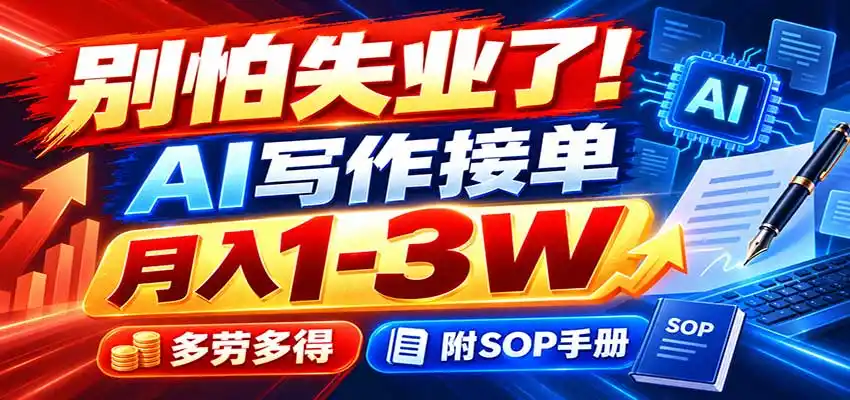 别怕失业了!AI写作接单月入1-3W,多劳多得,附SOP手册-寒山客