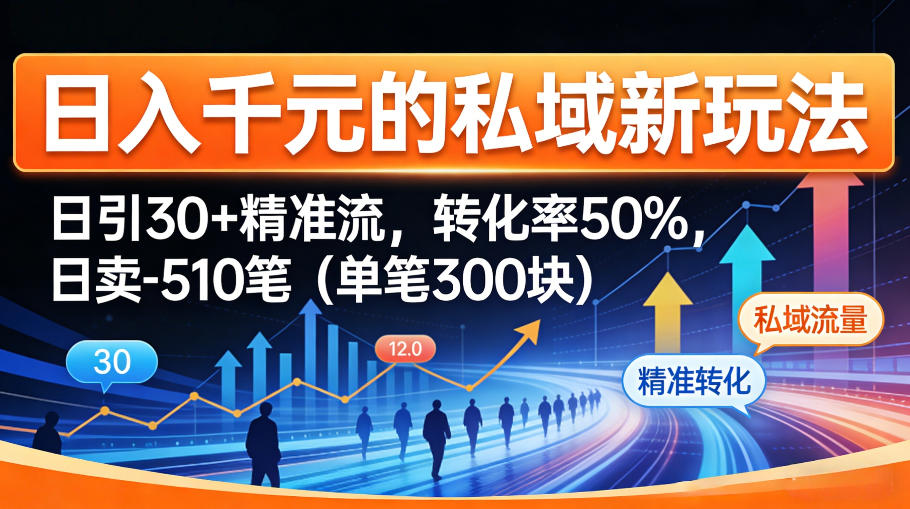 日入千米的私域新玩法：日引30＋精准流，转化率50%，日卖5-10笔(单笔300米)-小创项目网