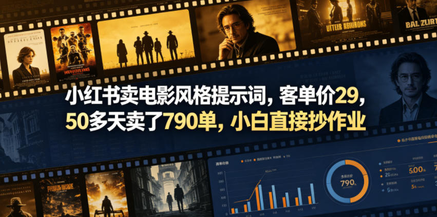 小红书卖电影风格提示词，客单价29，50多天卖了790单，小白直接抄作业！-寒山客