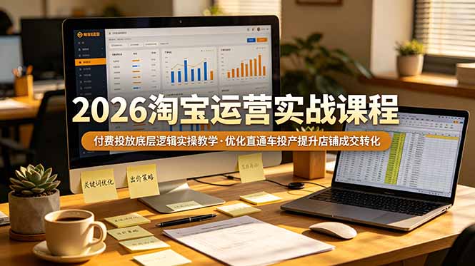 2026 淘宝运营实战课程，付费投放底层逻辑实操教学，优化直通车投产提升店铺成交转化-寒山客