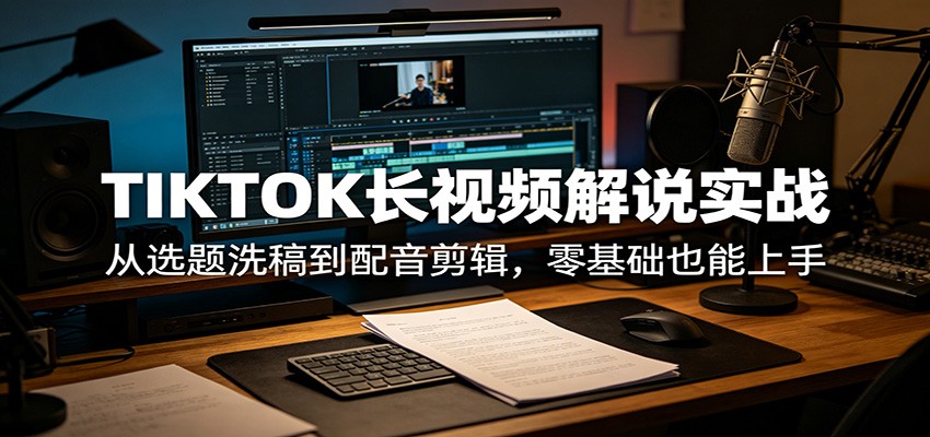 TIKTOK长视频解说实战:从选题洗稿到配音剪辑,零基础也能上手-小创项目网