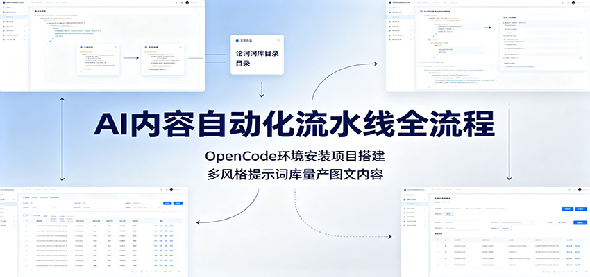 AI内容自动化流水线全流程：OpenCode环境安装项目搭建，多风格提示词库量产图文内容-小创项目网