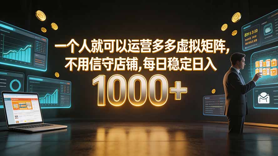 一个人就可以运营多多虚拟矩阵，不用值守店铺，每日稳定日入 1000+-小创项目网