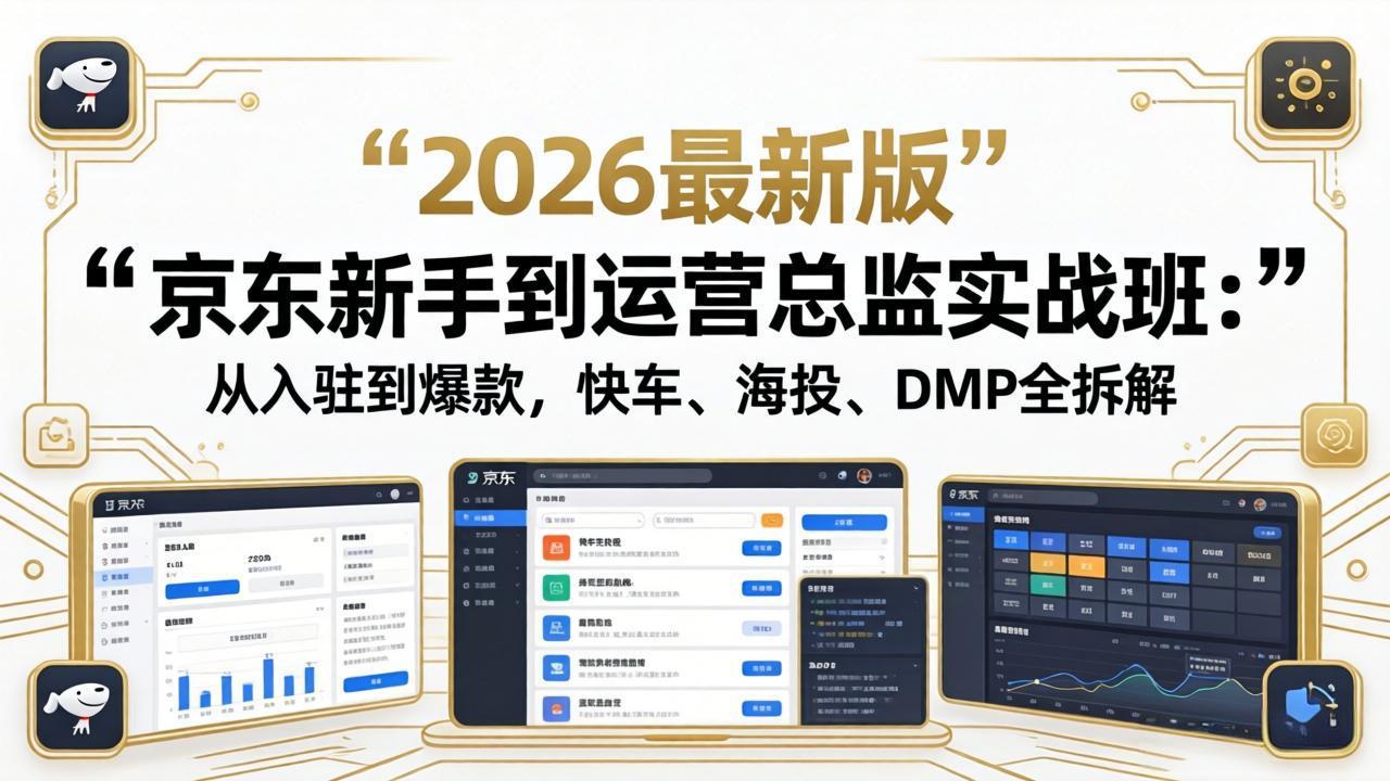 京东新手到运营总监实战班：从入驻到爆款，快车、海投、DMP全拆解，2026最新版-小创项目网