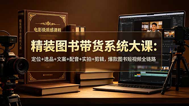 精装图书带货系统大课：定位+选品+文案+配音+实拍+剪辑，爆款图书短视频全链路-寒山客
