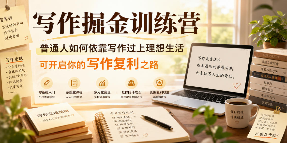 写作掘金训练营，普通人如何依靠写作过上理想生活，可开启你的写作复利之路(更新6月)-寒山客