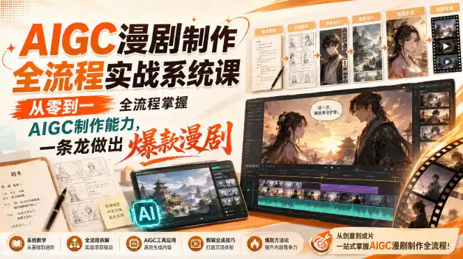 AIGC漫剧制作全流程实战系统课，从零到一全流程掌握AIGC制作能力，一条龙做出爆款漫剧-小创项目网