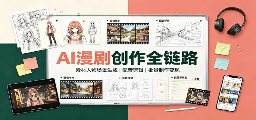 AI漫剧创作全链路：素材人物场景生成，配音剪辑，批量制作变现-小创项目网