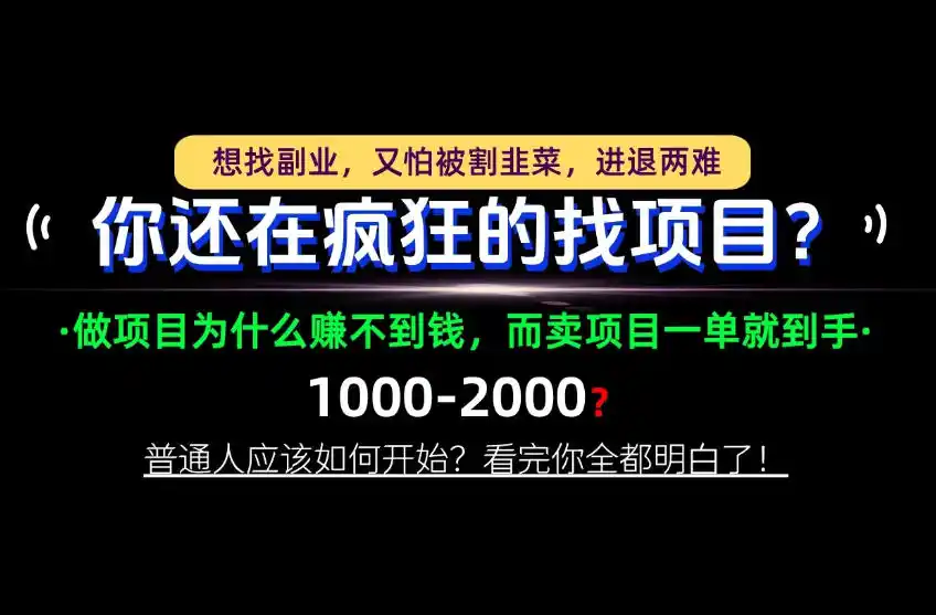 你还在疯狂的找项目？别傻了！卖项目才是真正的一本万利！怎么做，看完你全都明白！【揭秘】-小创项目网