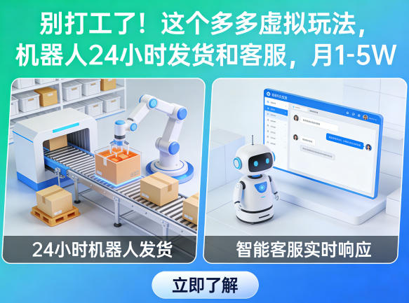 别打工了！这个多多虚拟玩法，机器人24小时发货和客服，月1-5W【揭秘】-小创项目网