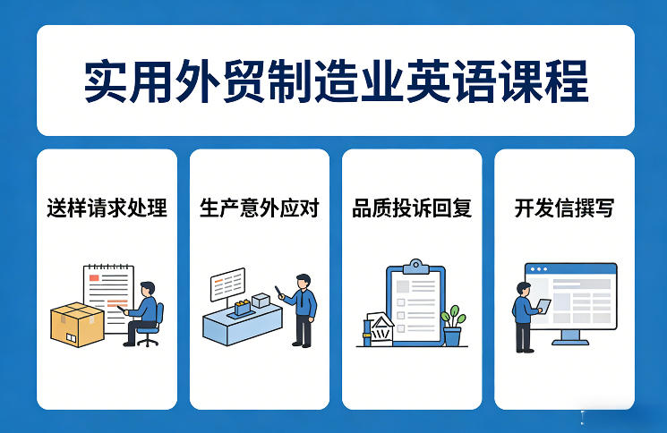 实用外贸制造业英语课程，教你专业处理送样请求、应对生产意外、回复品质投诉、撰写开发信等-小创项目网