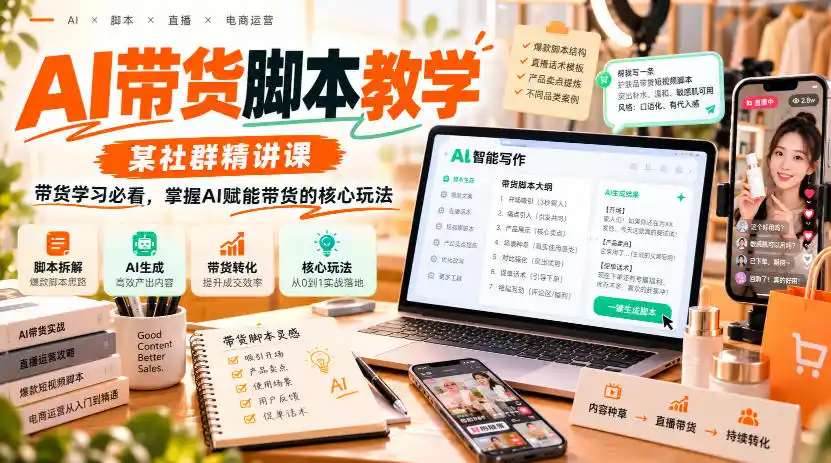 AI带货脚本教学，某社群精讲课，带货学习必看，掌握AI赋能带货的核心玩法-小创项目网