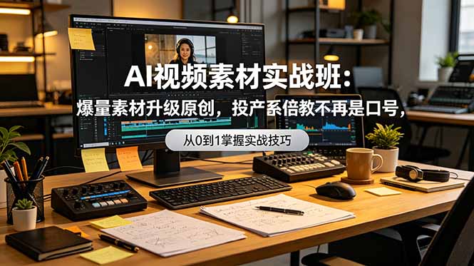 AI视频素材实战班：爆量素材升级原创，投产翻倍不再是口号，0-1系统教学实战落地-寒山客