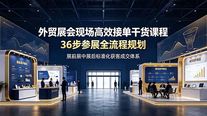 外贸展会现场高效接单干货课程，36步参展全流程规划，展前展中展后标准化获客成交体系-寒山客
