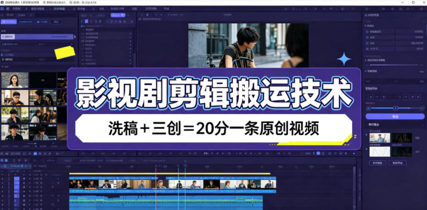 影视剧剪辑搬运技术，洗稿+三创=20分一条原创视频-小创项目网
