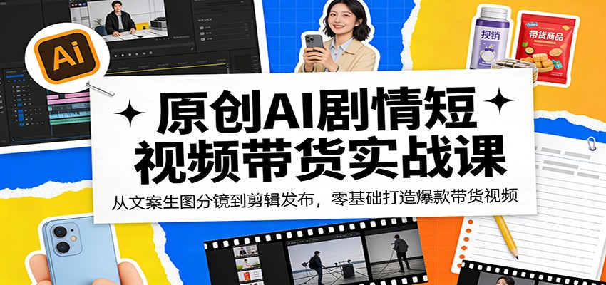 原创AI剧情短视频带货实战课：从文案生图分镜到剪辑发布，零基础打造爆款带货视频-小创项目网