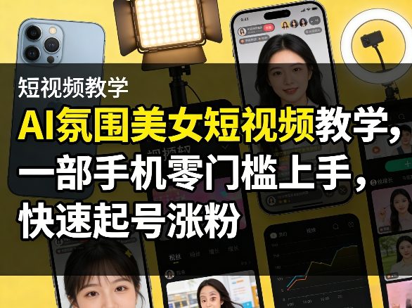 AI氛围美女短视频教学，一部手机零门槛上手，快速起号涨粉-小创项目网