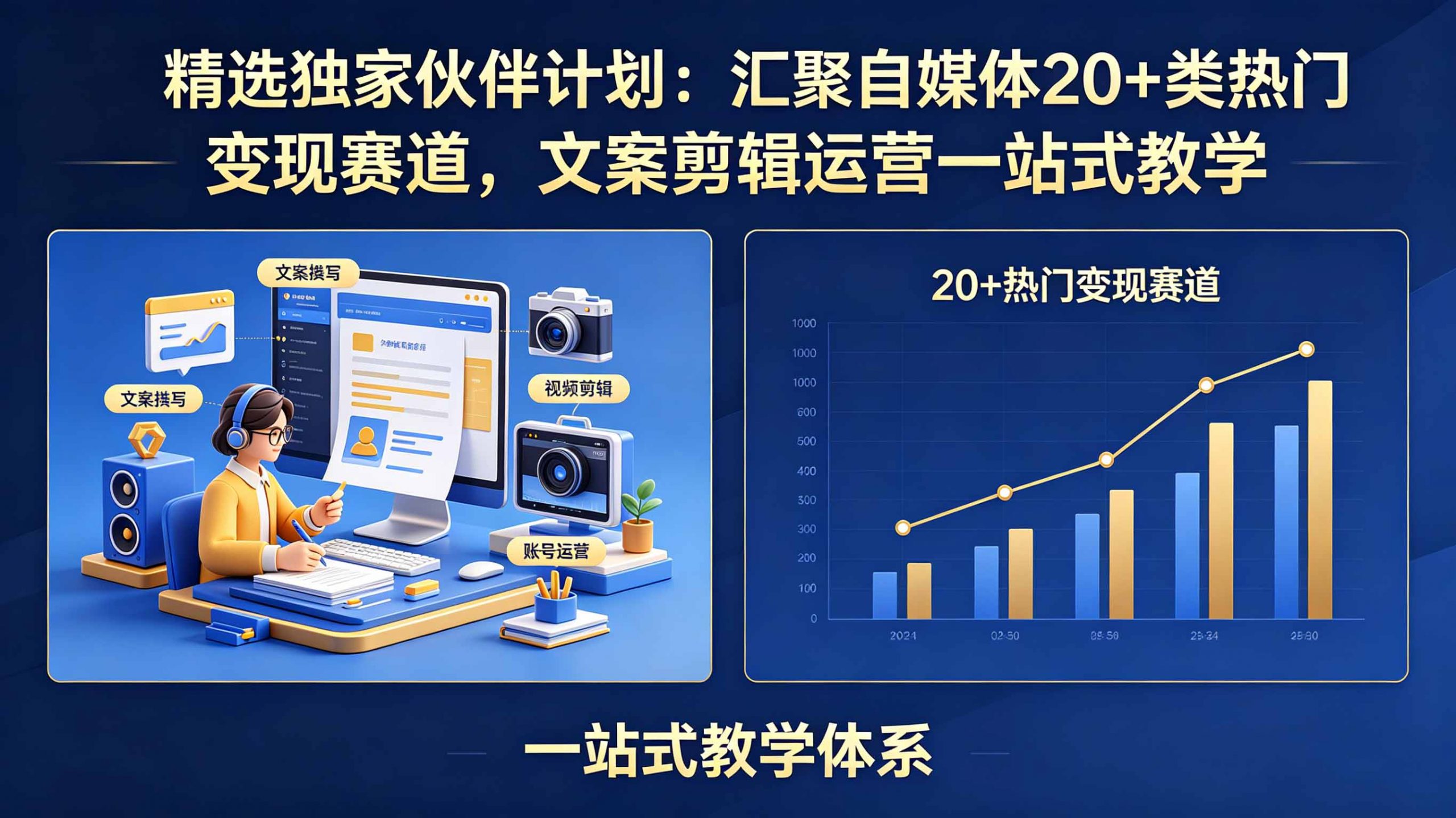 精选独家伙伴计划：汇聚自媒体20+类热门变现赛道，文案剪辑运营一站式教学-小创项目网