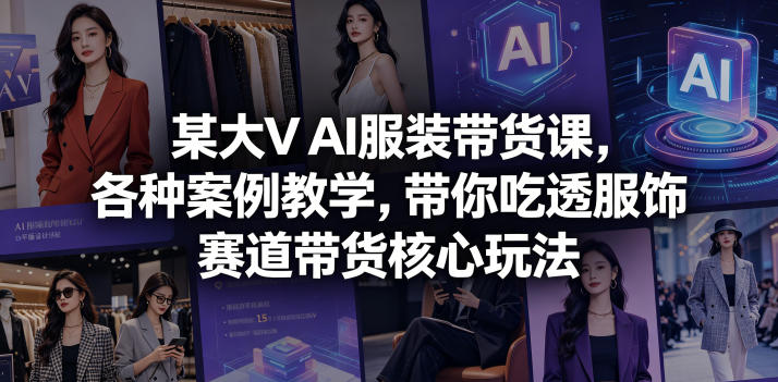 某大V AI服装带货课,各种案例教学,带你吃透服饰赛道带货核心玩法-寒山客