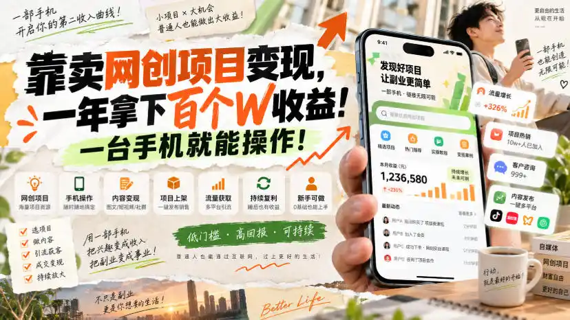 网创小程序虚拟资料变现，一年拿下百万收益，一部手机就可以做，0成本变现副业！-寒山客